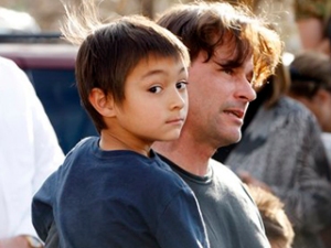 Oct. 15: Falcon Heene is shown with his father, Richard, outside the family's home in Fort Collins, Colo.